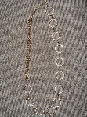 Gold Crystal Circle Link Waist Chain Belt - Women's Fashion Accessory